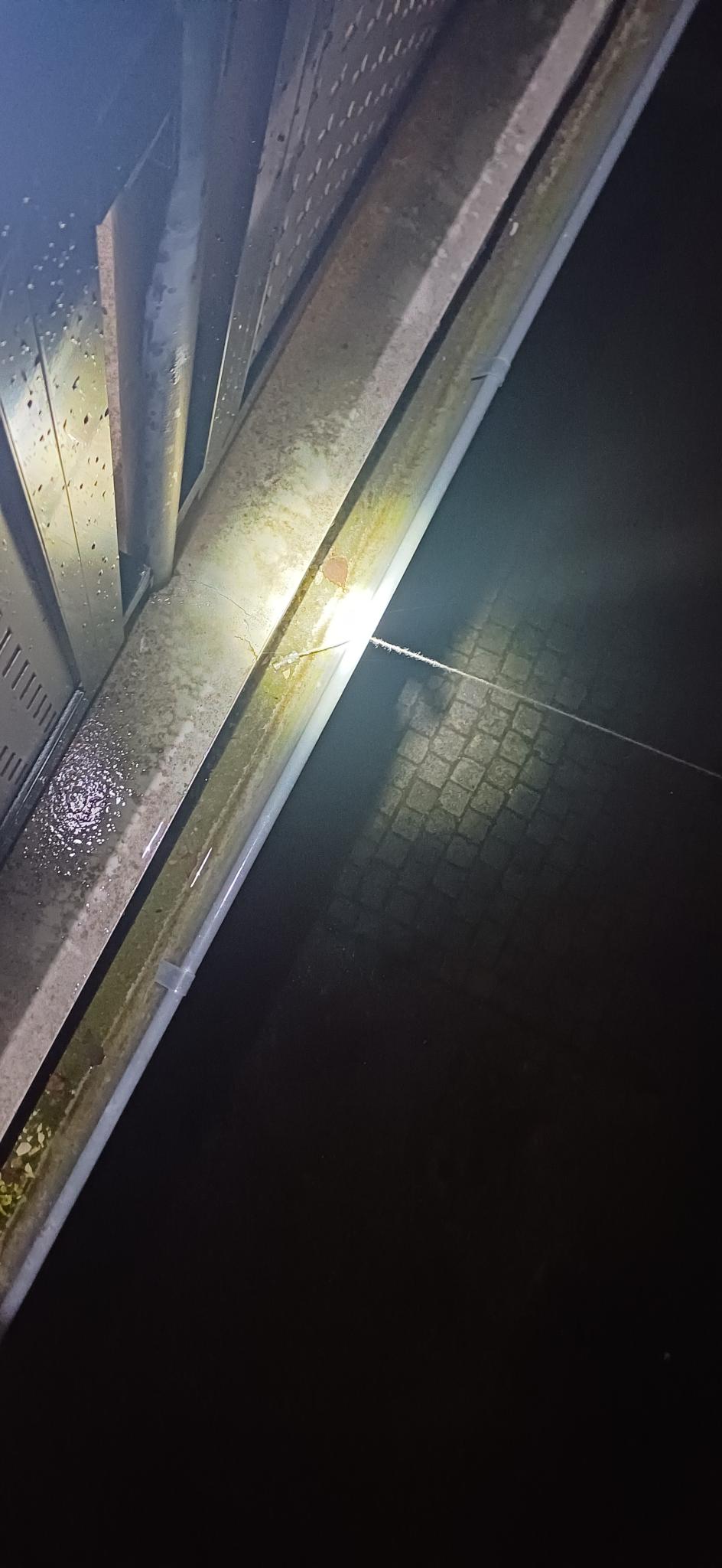 Nut in the gutters with the string attached